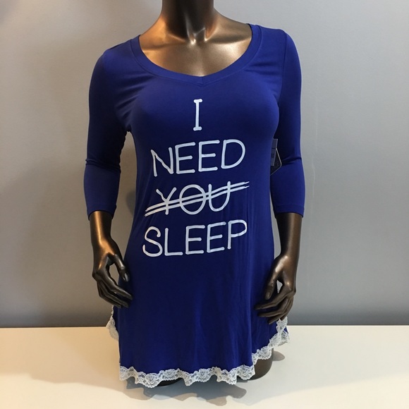 Love Peace Lounge Other - Love Peace Lounge Cobalt Blue Lace Hem Sleep Shirt